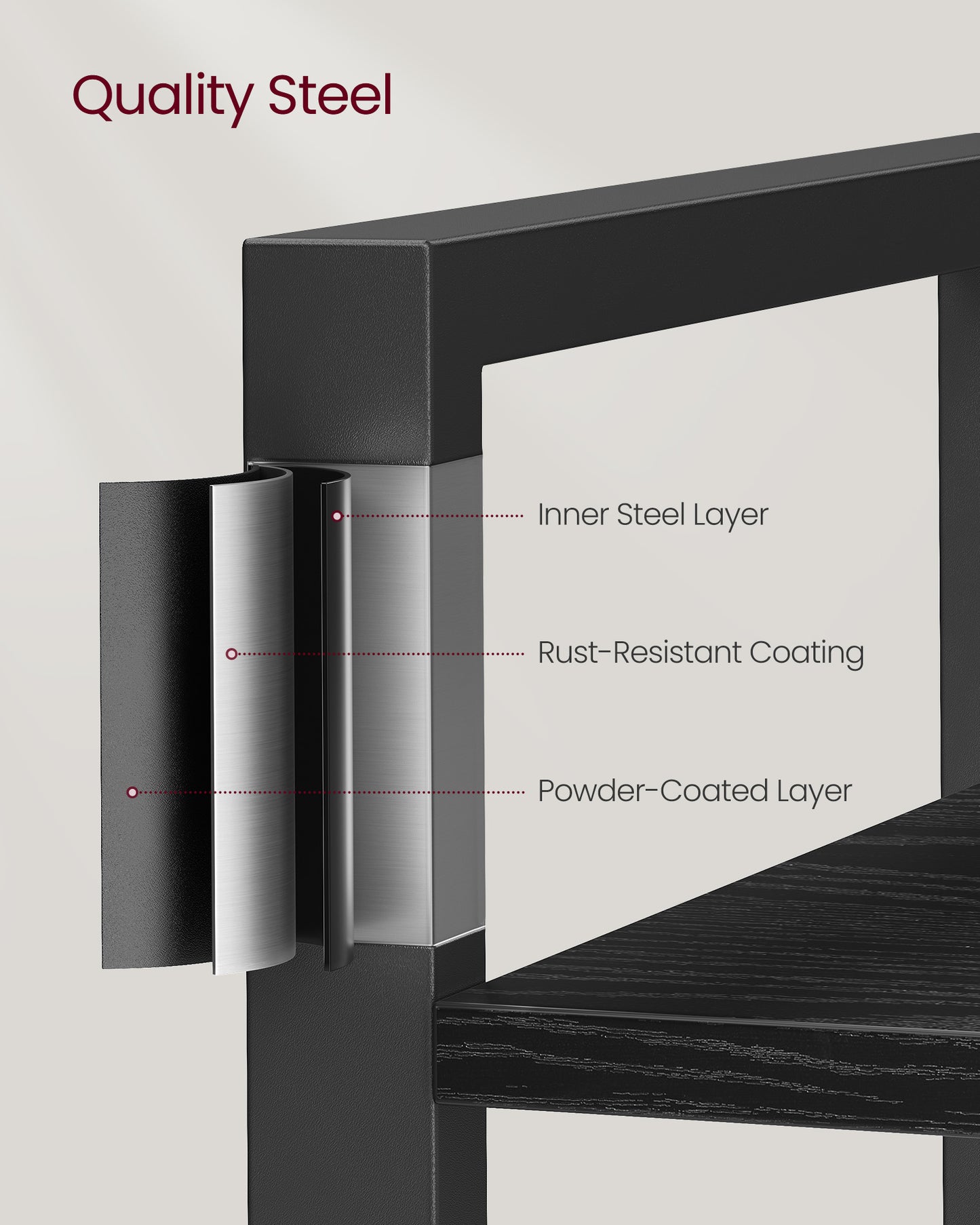 5-Tier Bookshelf with Steel Frame - HWLEXTRA 
