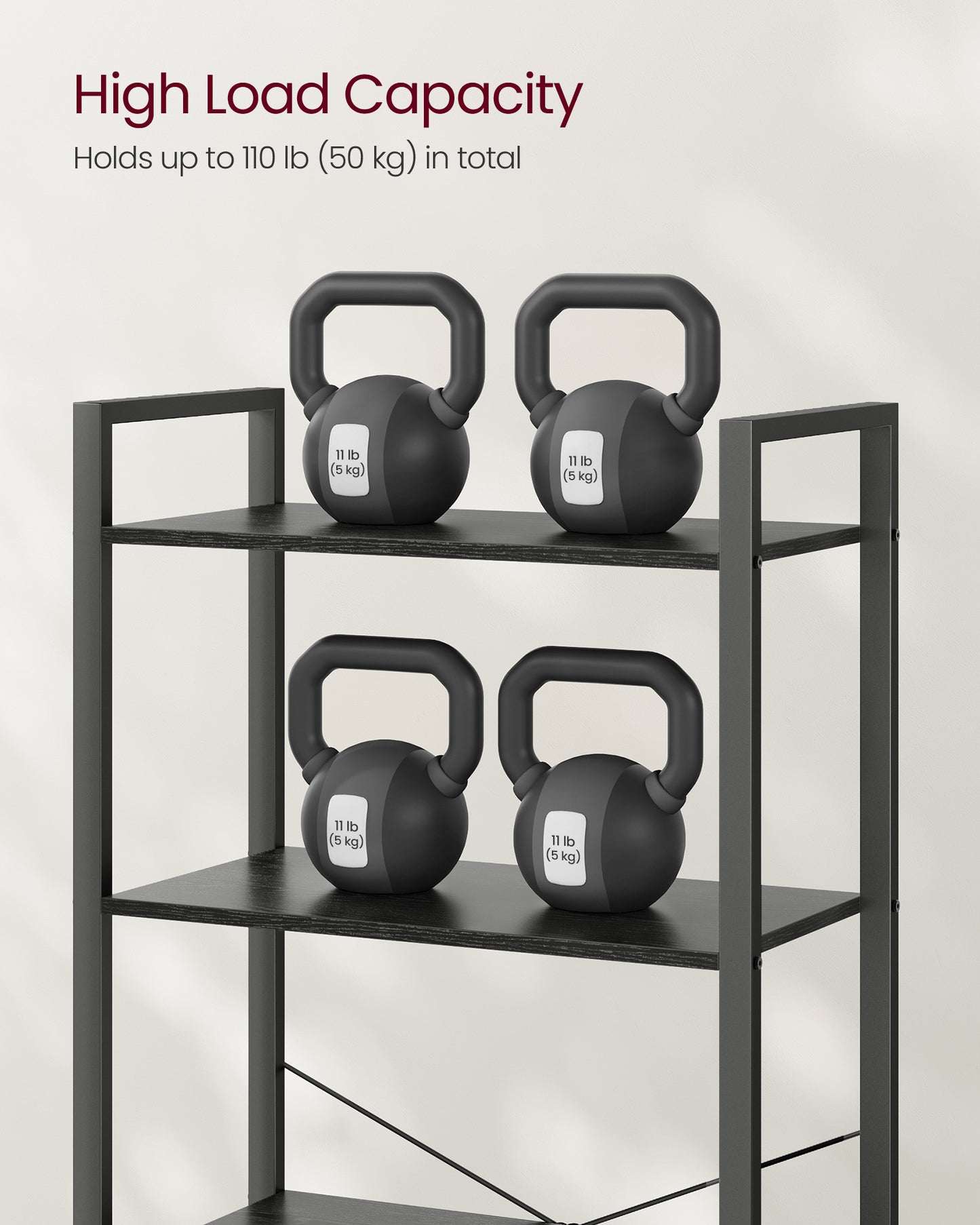5-Tier Bookshelf with Steel Frame - HWLEXTRA 