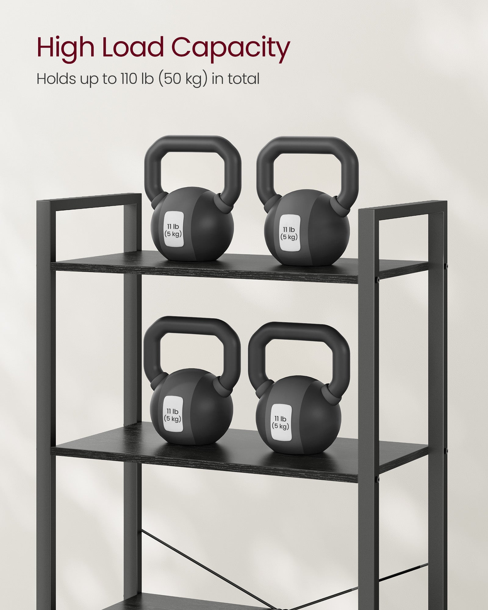 5-Tier Bookshelf with Steel Frame - HWLEXTRA 