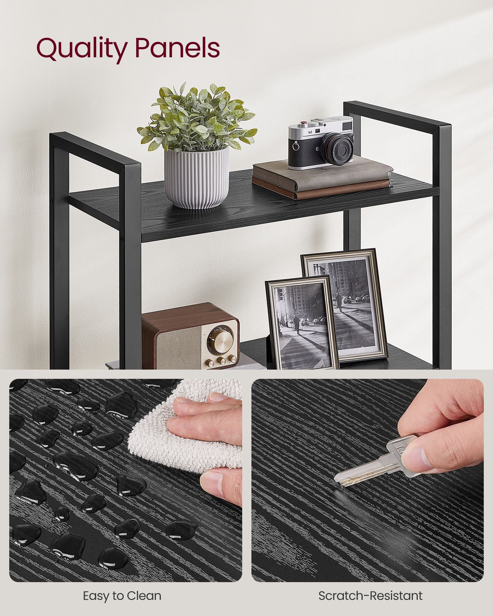 5-Tier Bookshelf with Steel Frame - HWLEXTRA 