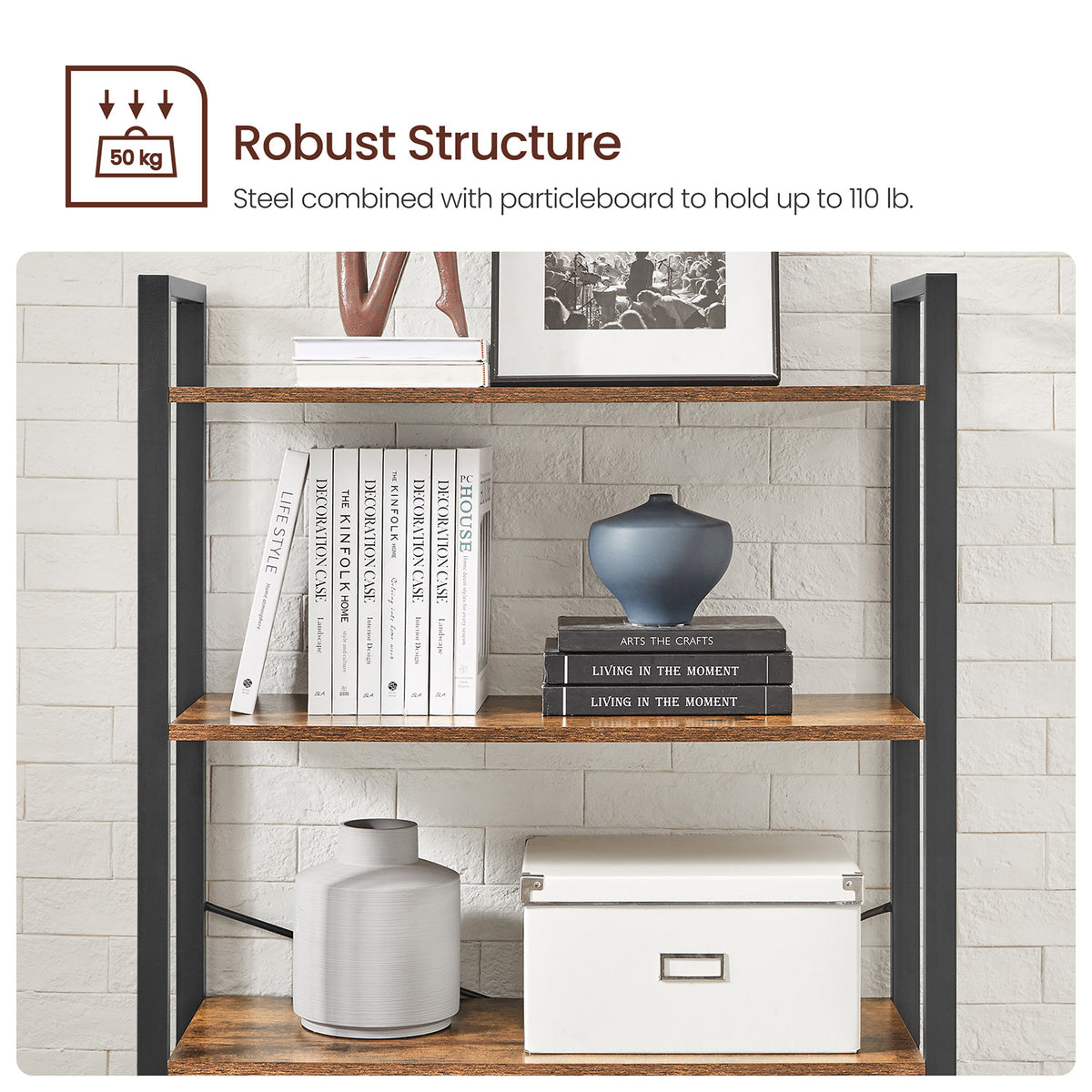 6-Tier Tall Bookshelf with Steel Frame - HWLEXTRA 