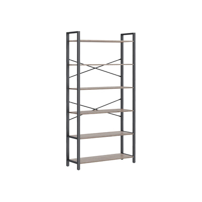 6-Tier Tall Bookshelf with Steel Frame - HWLEXTRA 