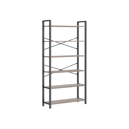 6-Tier Tall Bookshelf with Steel Frame - HWLEXTRA 