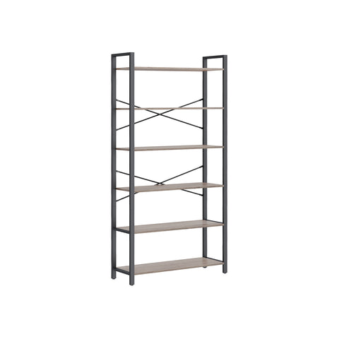 6-Tier Tall Bookshelf with Steel Frame