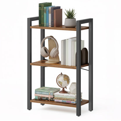 3-Tier Tall Bookshelf with Steel Frame