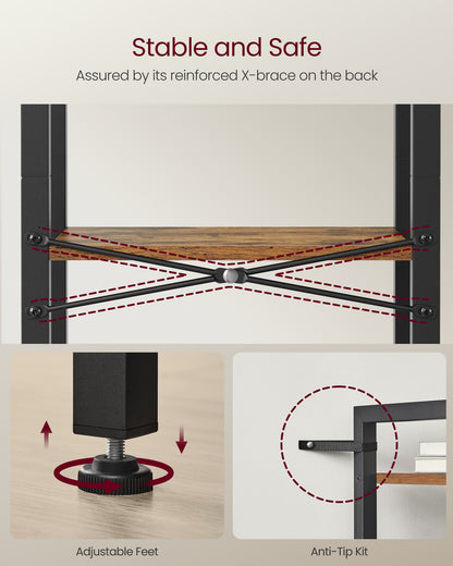 3-Tier Tall Bookshelf with Steel Frame