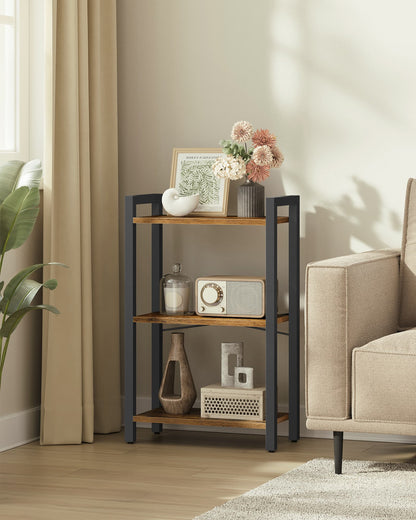 3-Tier Tall Bookshelf with Steel Frame