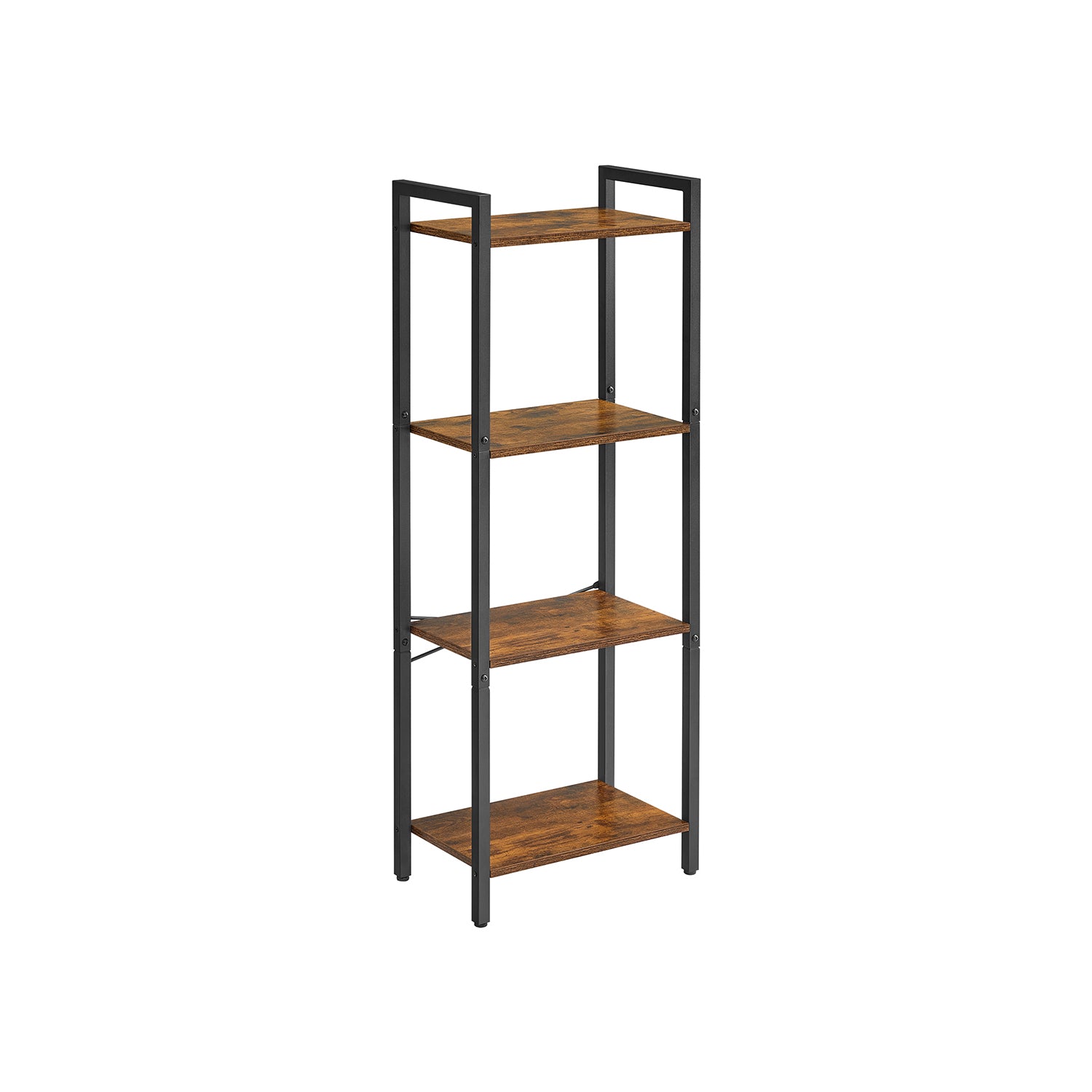 4-Tier Tall Bookshelf with Steel Frame