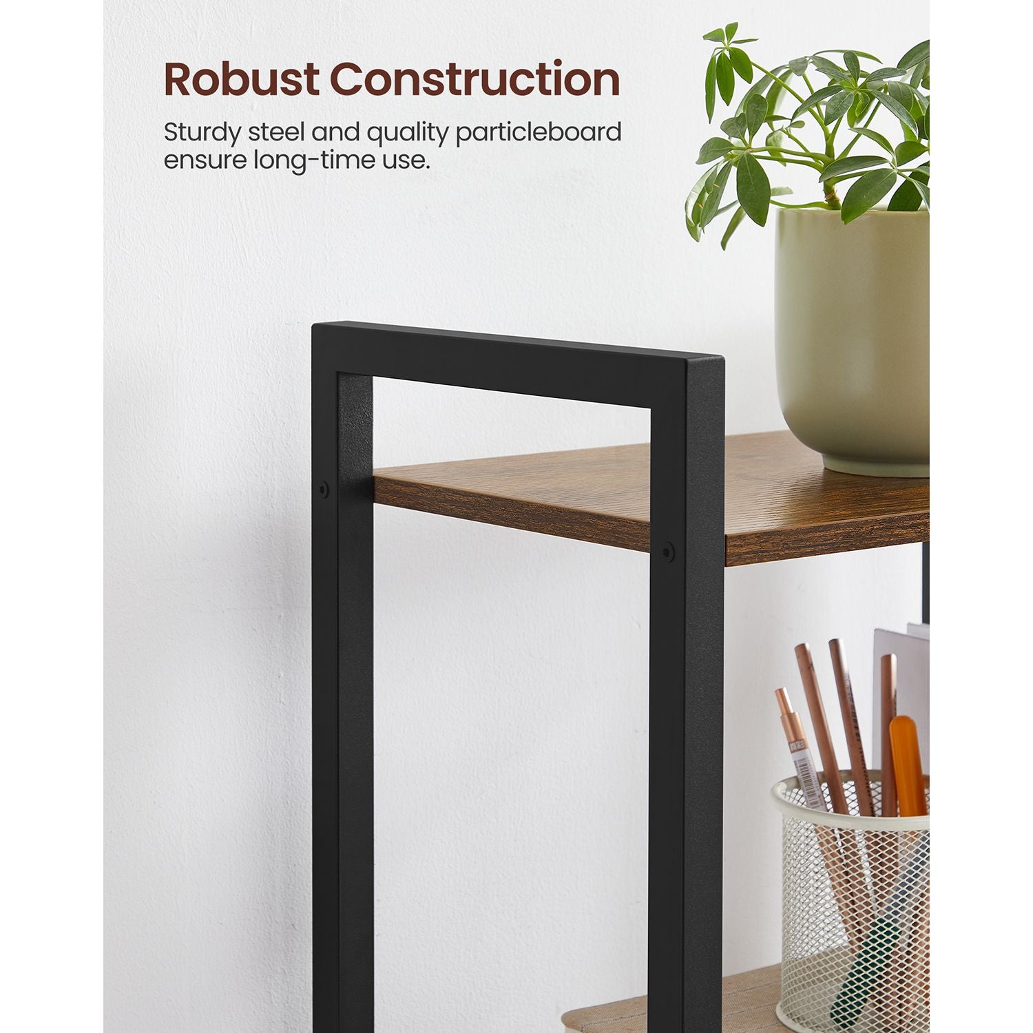 4-Tier Tall Bookshelf with Steel Frame - HWLEXTRA 