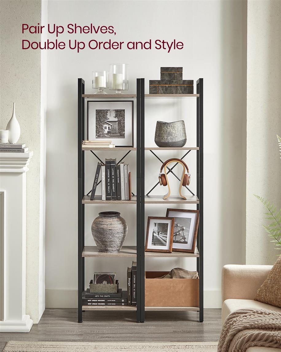 5 Tier Bookcase Storage Shelf