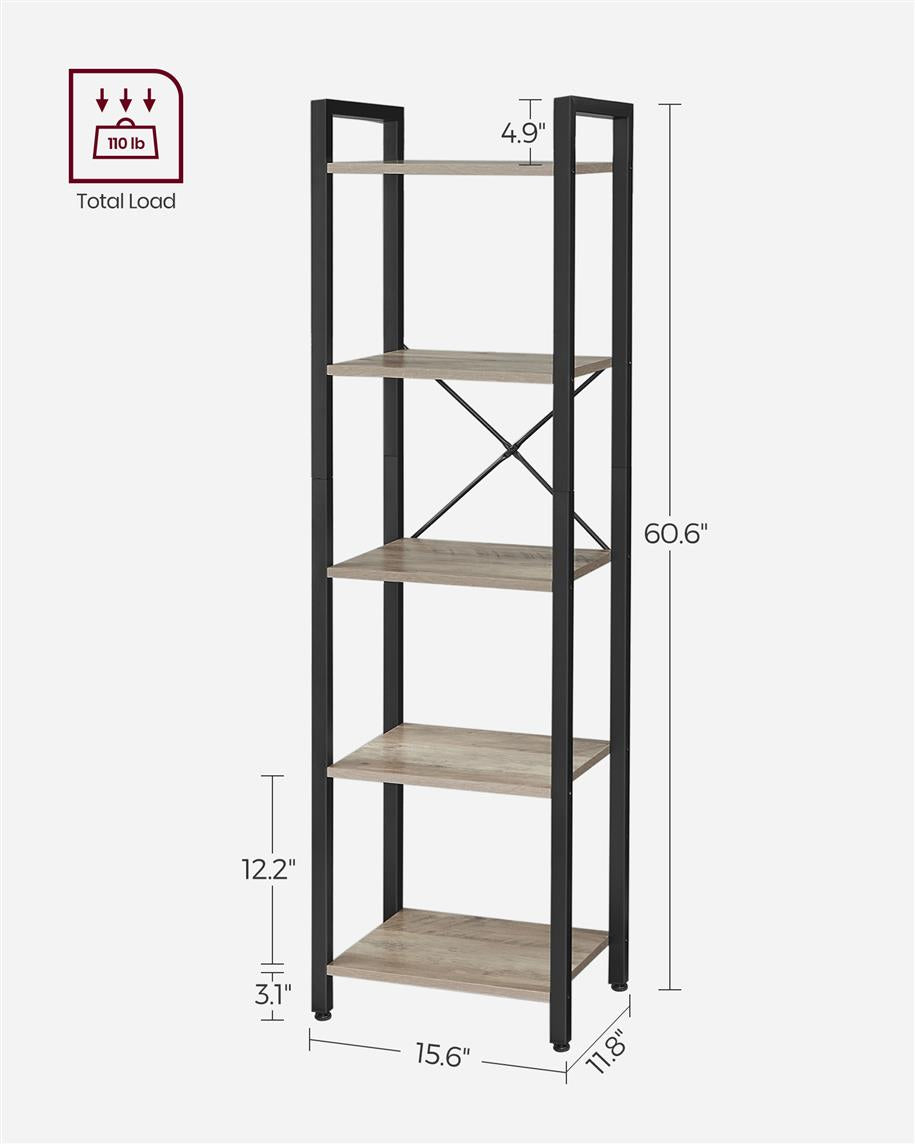 5 Tier Bookcase Storage Shelf