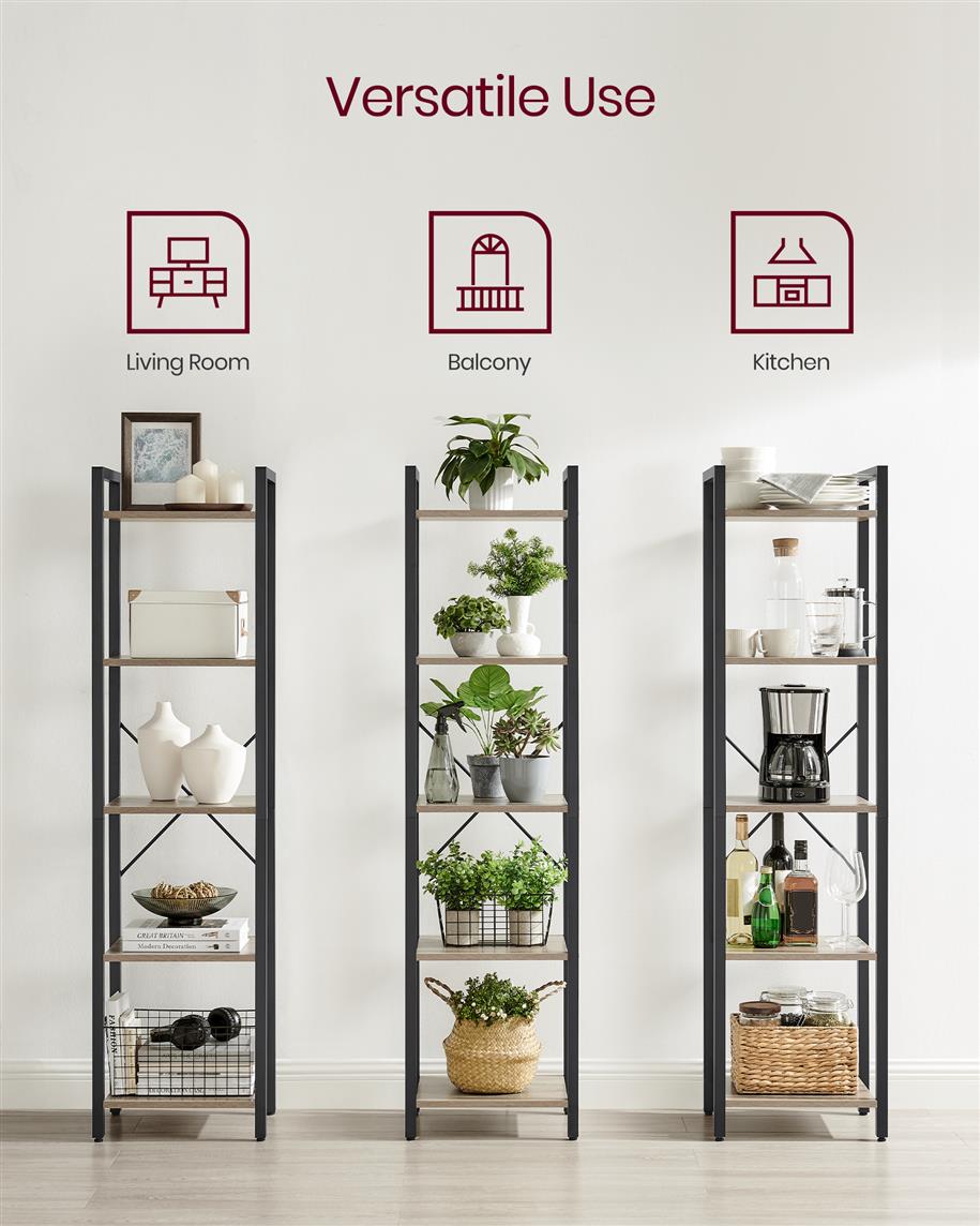 5 Tier Bookcase Storage Shelf