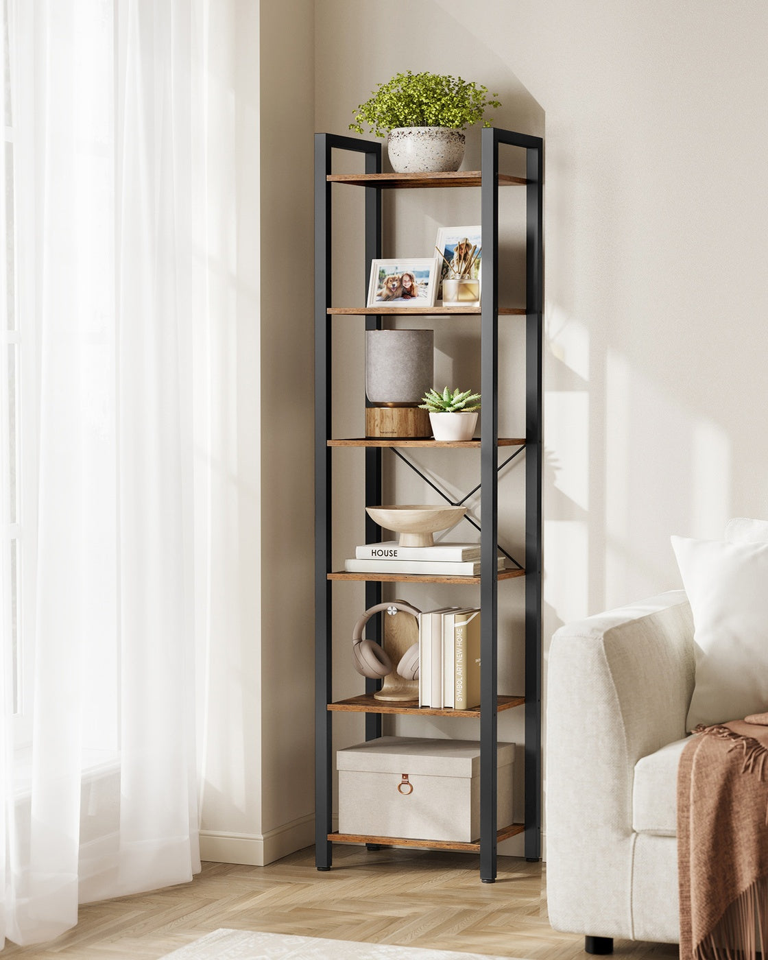 6-Tier Bookshelf, Bookcase, Storage Shelving Unit with 6 Shelves