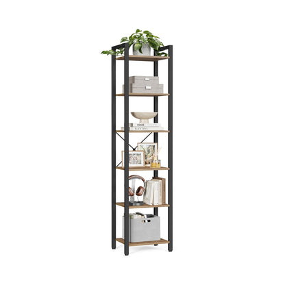 6-Tier Bookshelf, 30 x 40 x 187.5 cm, Rustic Brown and Ink Black - image 20