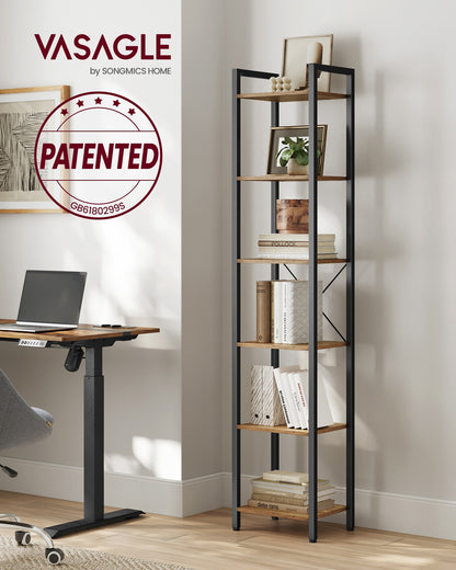 6-Tier Bookshelf, 30 x 40 x 187.5 cm, Rustic Brown and Ink Black - image 22