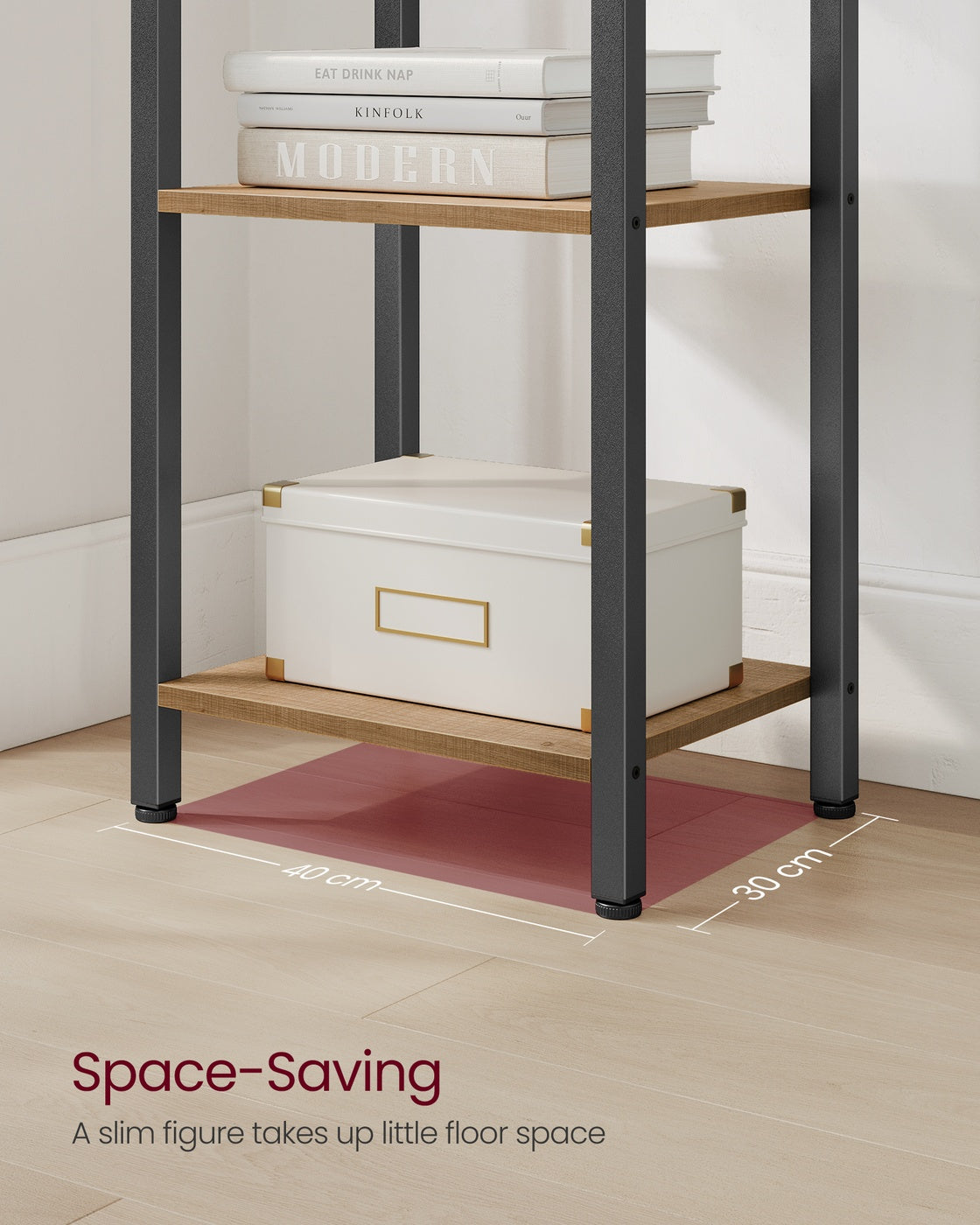 6-Tier Bookshelf, 30 x 40 x 187.5 cm, Rustic Brown and Ink Black - image 24