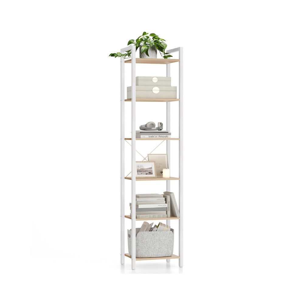 6-Tier Bookshelf, 30 x 40 x 187.5 cm, Rustic Brown and Ink Black - image 42