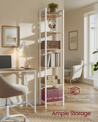 6-Tier Bookshelf, 30 x 40 x 187.5 cm, Rustic Brown and Ink Black - image 44