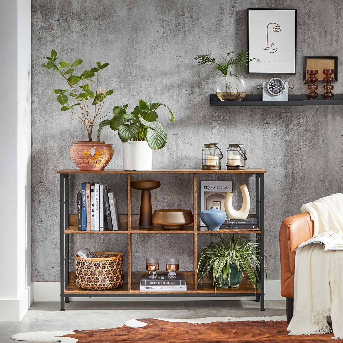 Bookshelf, Bookcase with 6 Storage Cubes, for Office