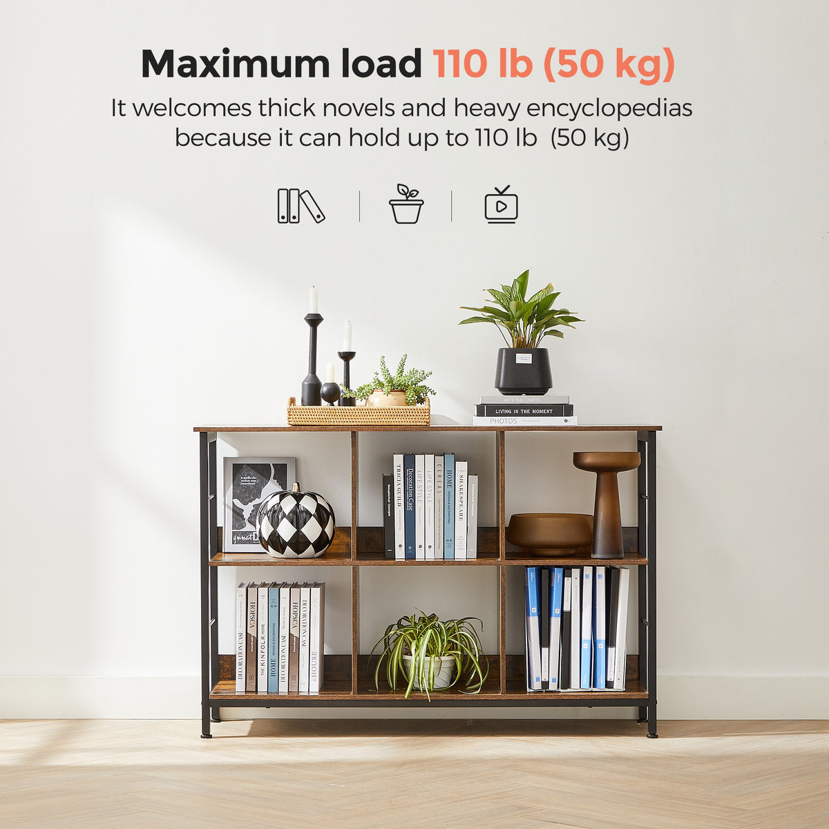 Bookshelf, Bookcase with 6 Storage Cubes, for Office