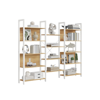 Bookcase with 14 Shelves Rustic Brown and Ink Black