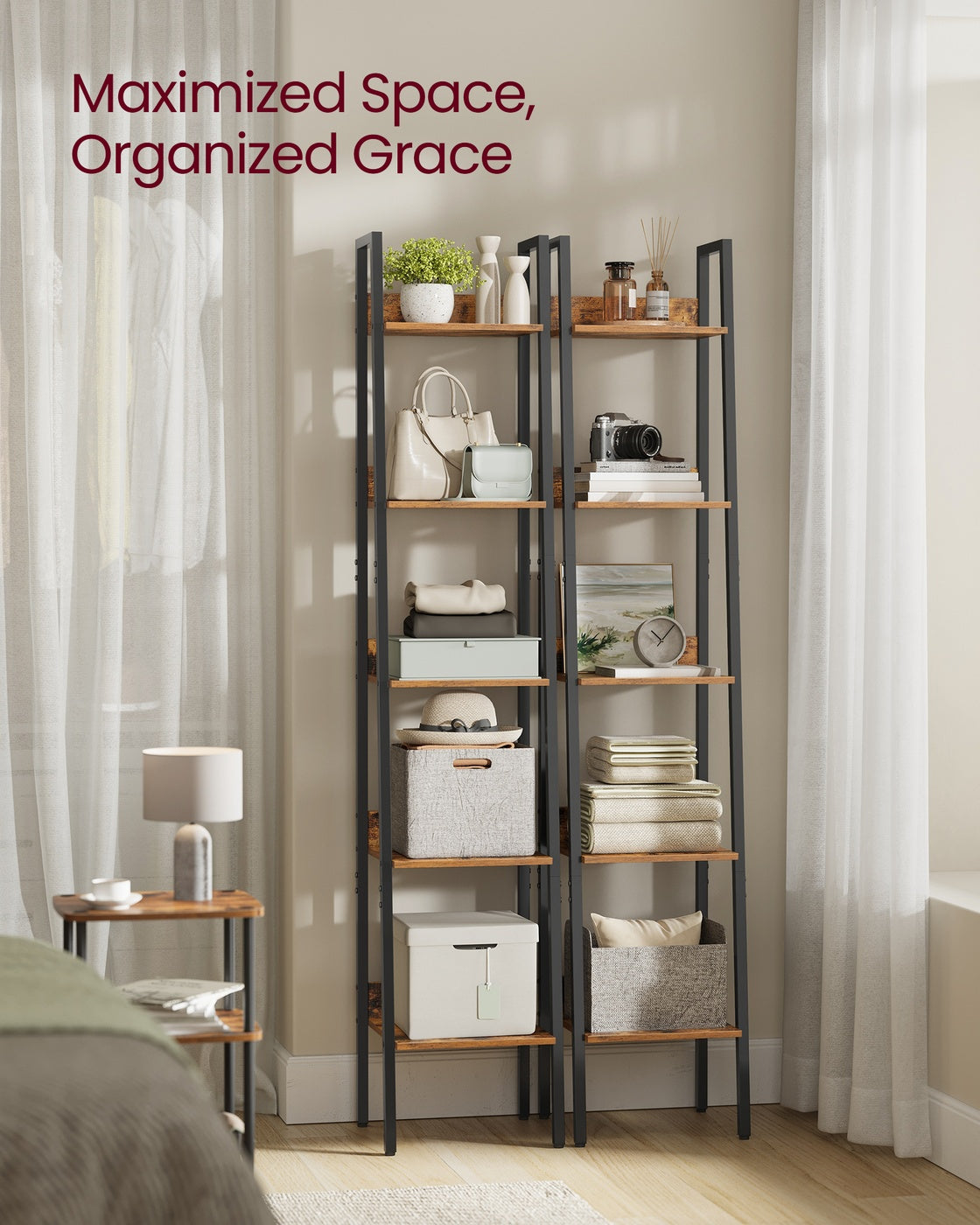 Bookshelf, Ladder Shelf 5-Tier, Freestanding Storage Shelves, for Home