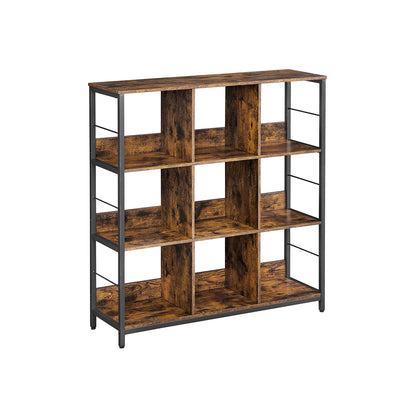 Bookcase Bookshelf 2-Tier 33 x 132.6 x 80 cm Rustic Brown and Ink Black - image 7