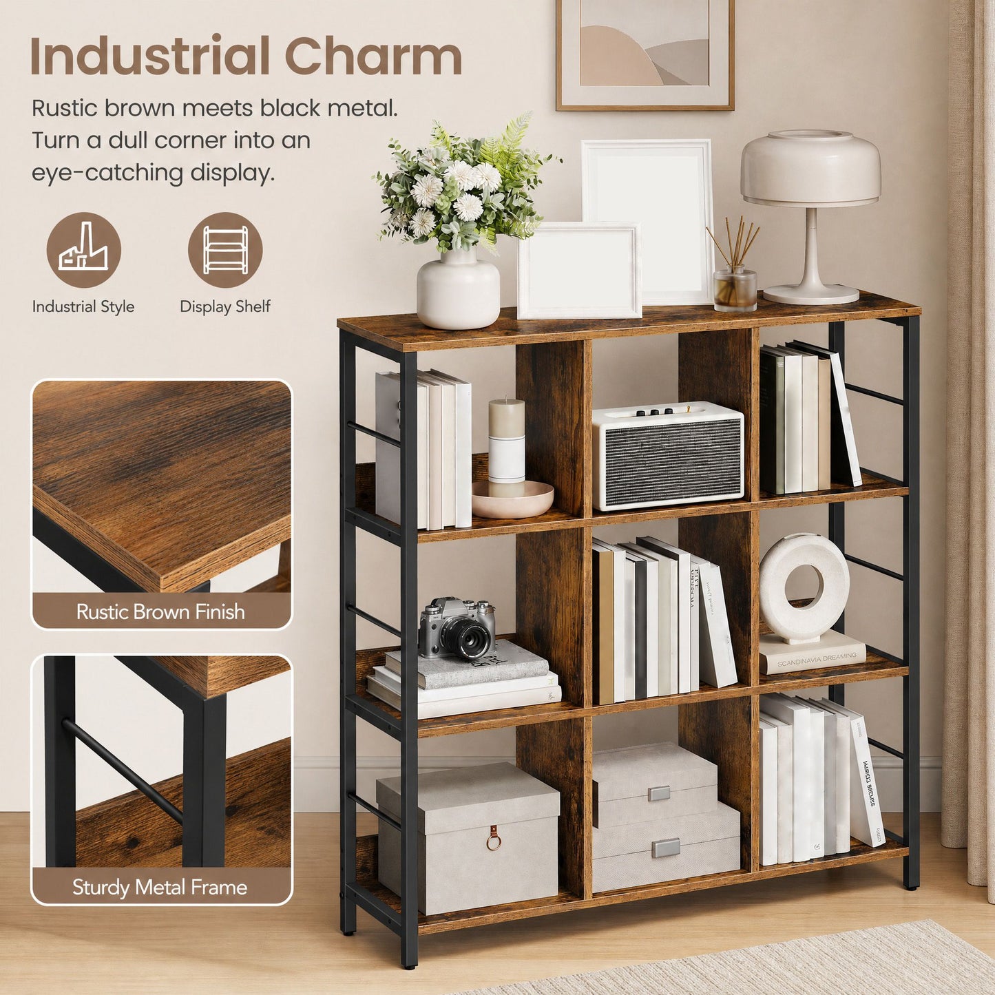 Ladder Shelf 3-Tier, Industrial Display Bookcase, Storage Rack for Living Room - image 6