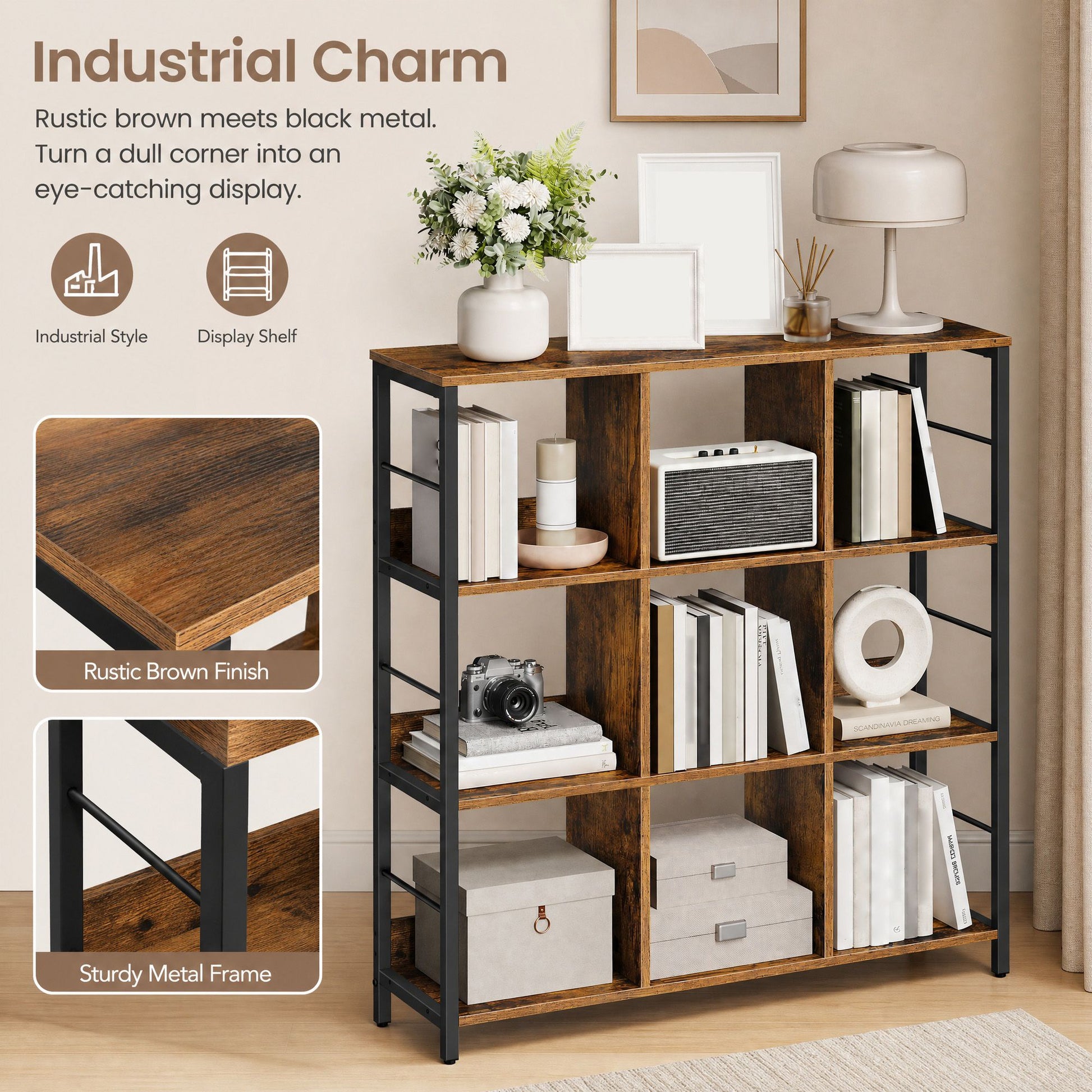 Ladder Shelf 3-Tier, Industrial Display Bookcase, Storage Rack for Living Room - image 6