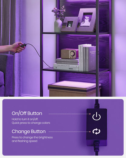6-Tier LED Bookshelf with Dimmable Lights