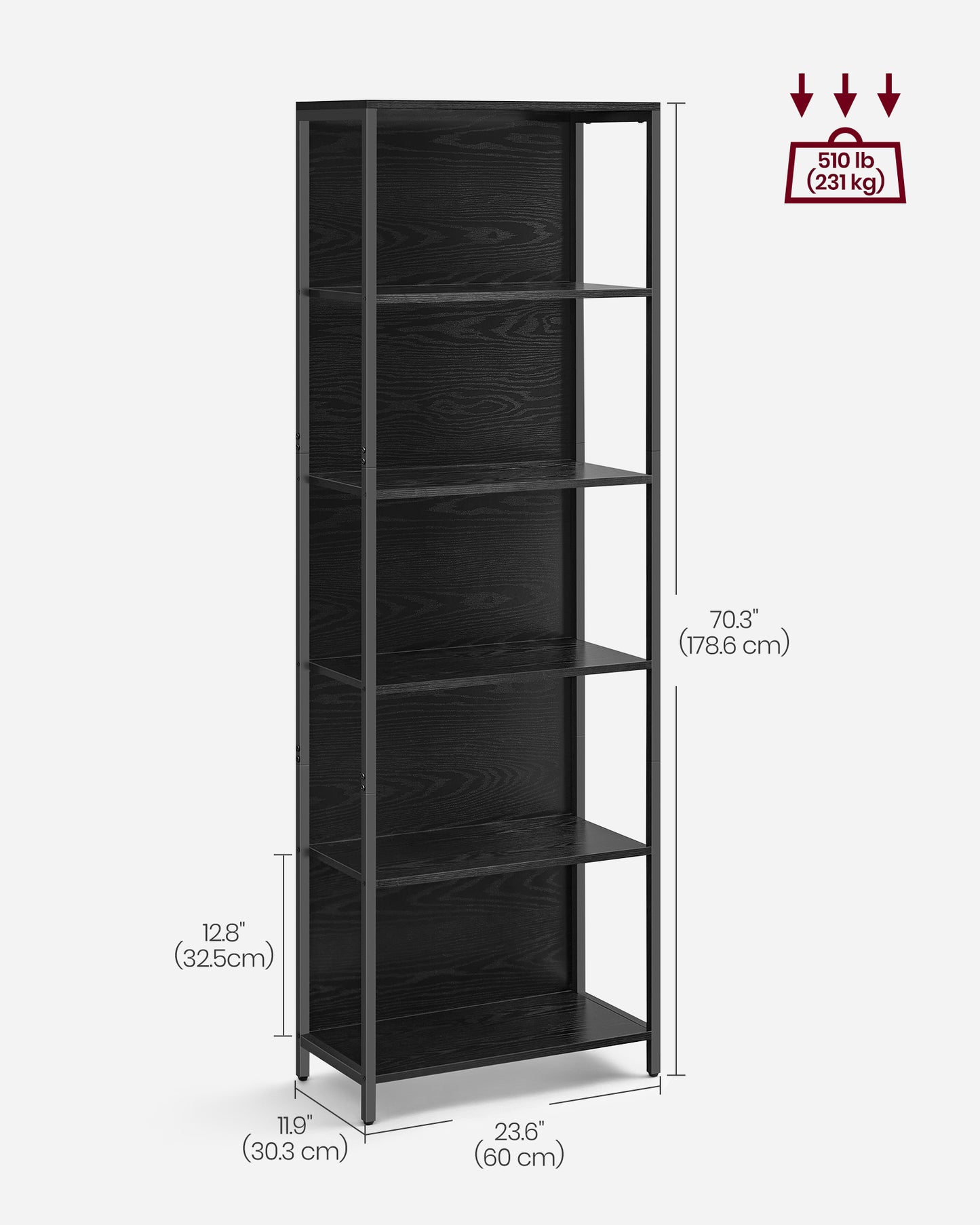 6-Tier LED Bookshelf with Dimmable Lights