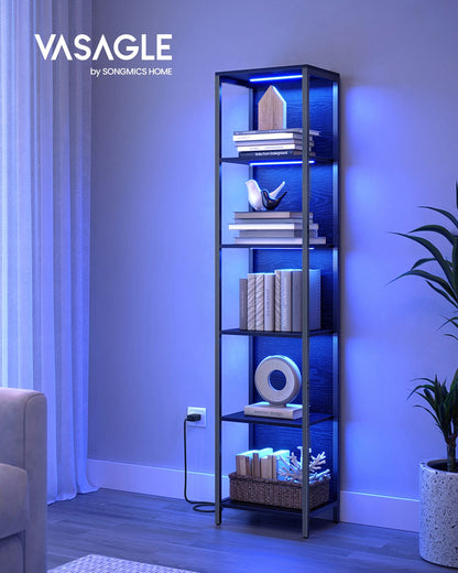 6-Tier LED Bookshelf with Dimmable Lights - HWLEXTRA 