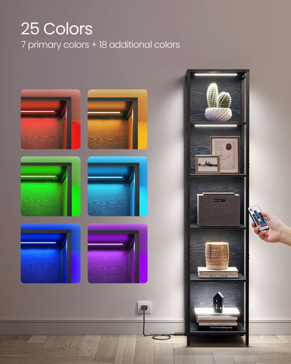 6-Tier LED Bookshelf with Dimmable Lights - HWLEXTRA 
