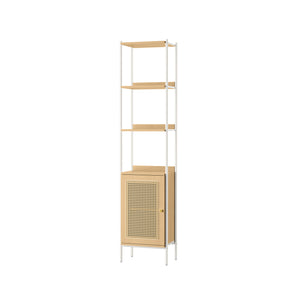6-Tier Bookcase with Rattan-Like Door