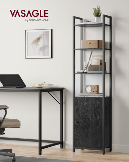Tall Bookshelf with Door, 6-Tier Bookcase, Metal Frame - image 20