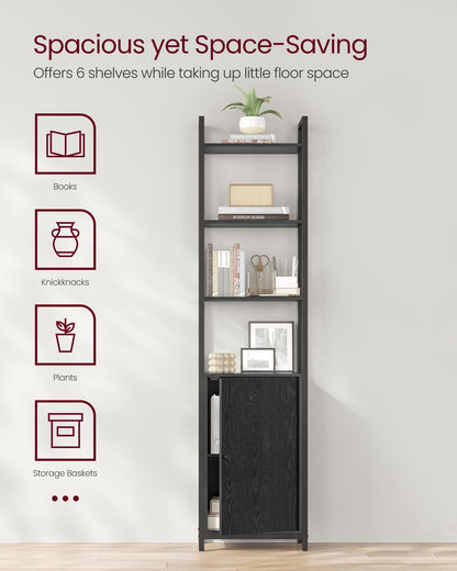Tall Bookshelf with Door, 6-Tier Bookcase, Metal Frame - image 21