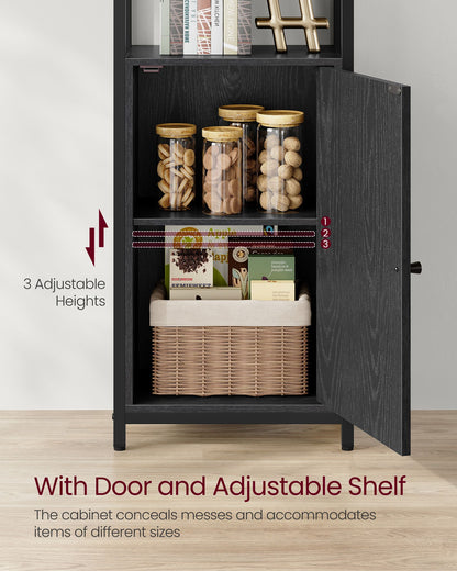 Tall Bookshelf with Door, 6-Tier Bookcase, Metal Frame - image 22