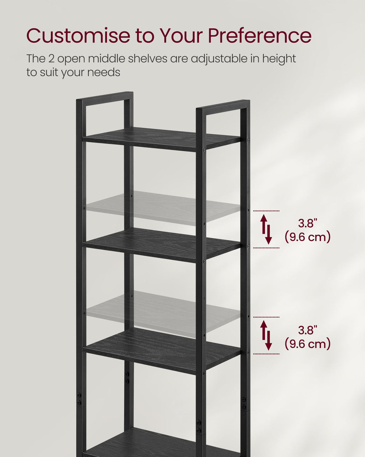 Tall Bookshelf with Door, 6-Tier Bookcase, Metal Frame - image 23
