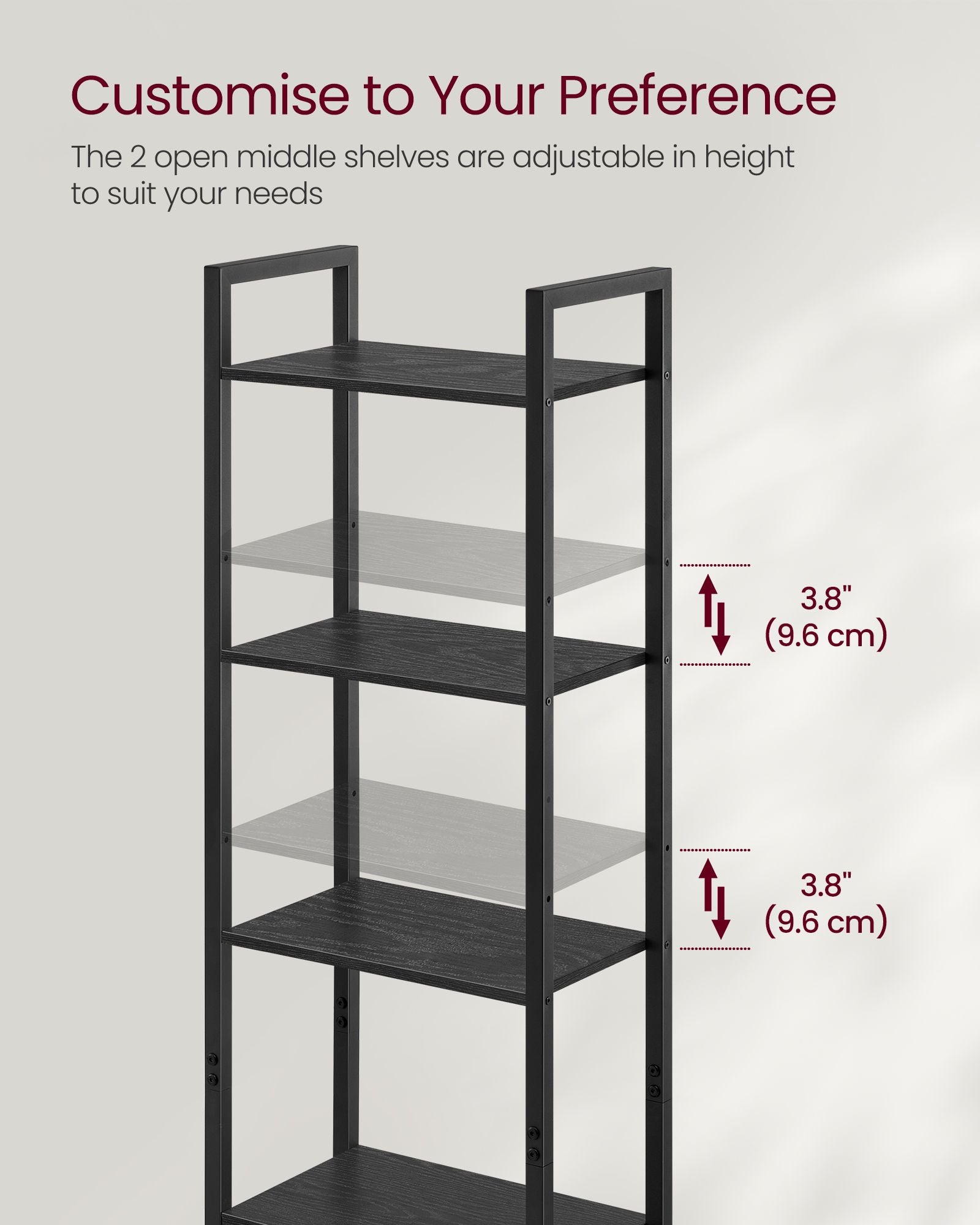 Tall Bookshelf with Door, 6-Tier Bookcase, Metal Frame - image 23
