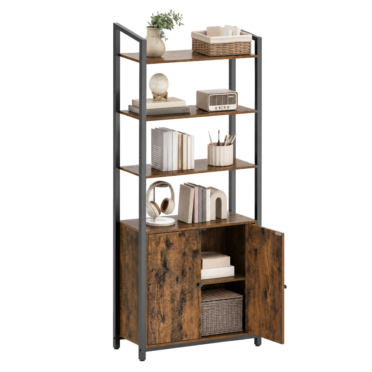 Tall Bookshelf with Door, 6-Tier Bookcase, Metal Frame - image 13
