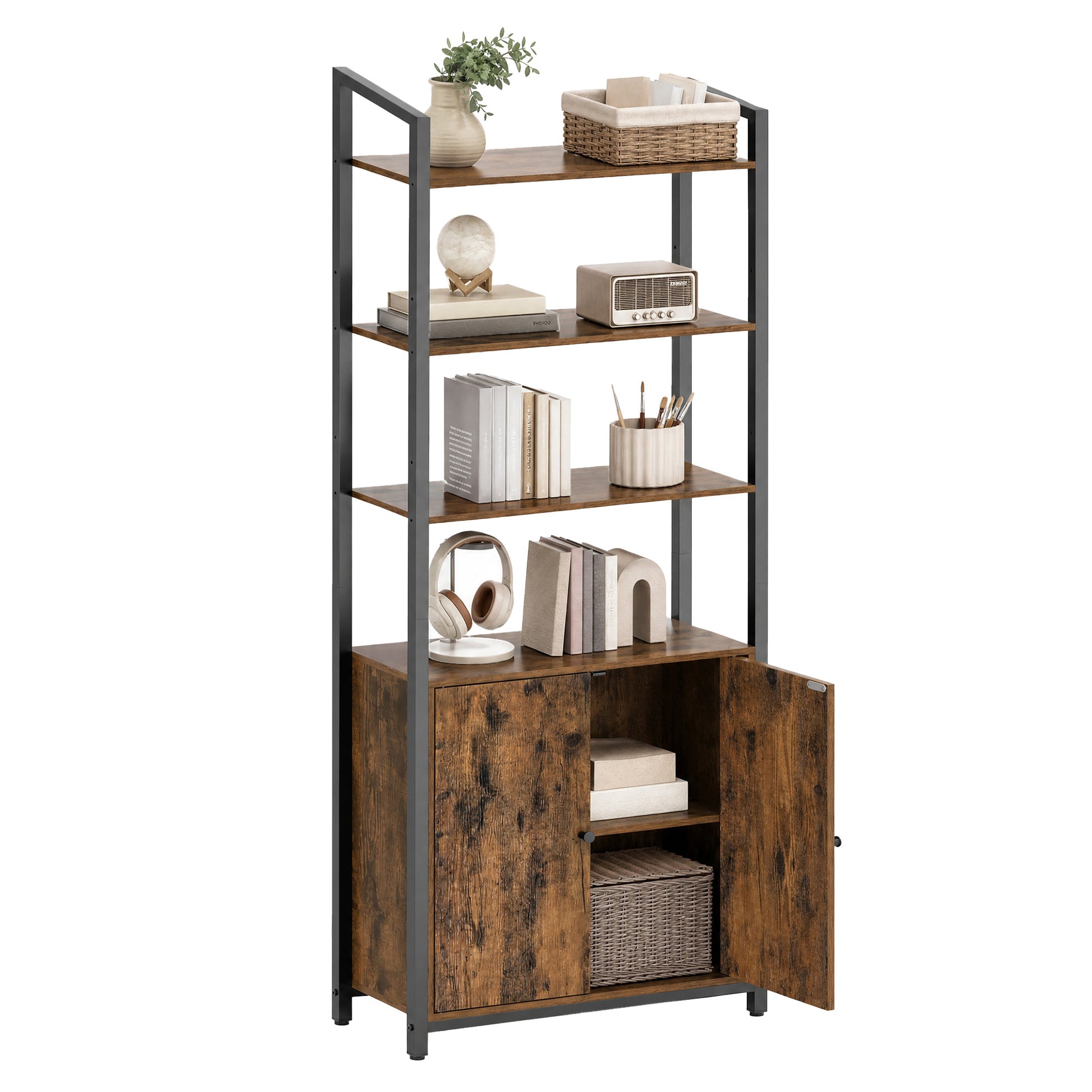 Tall Bookshelf with Door, 6-Tier Bookcase, Metal Frame - image 13