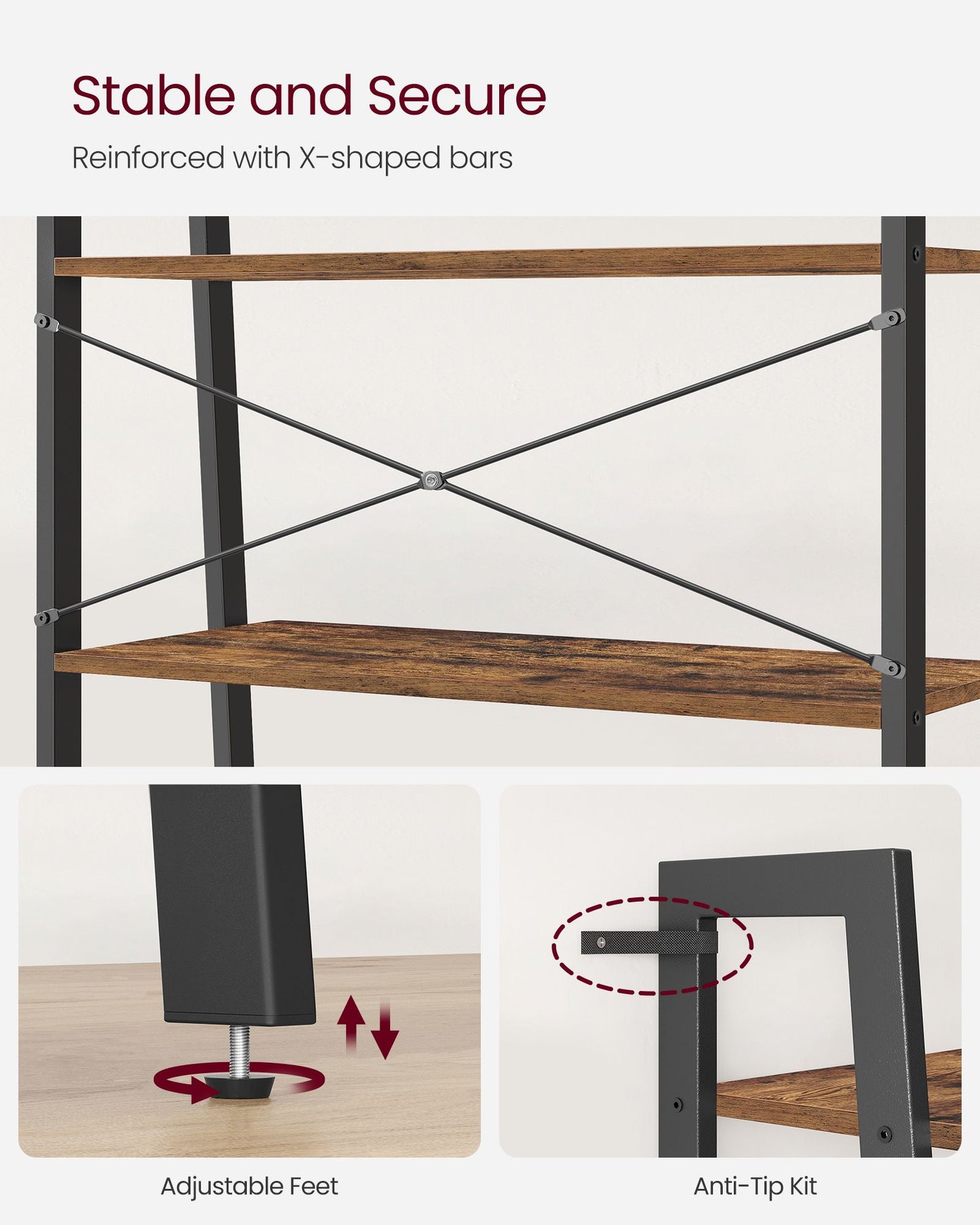 4-Tier Ladder Shelf Steel Frame