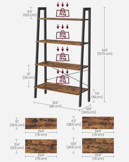 4-Tier Ladder Shelf Steel Frame