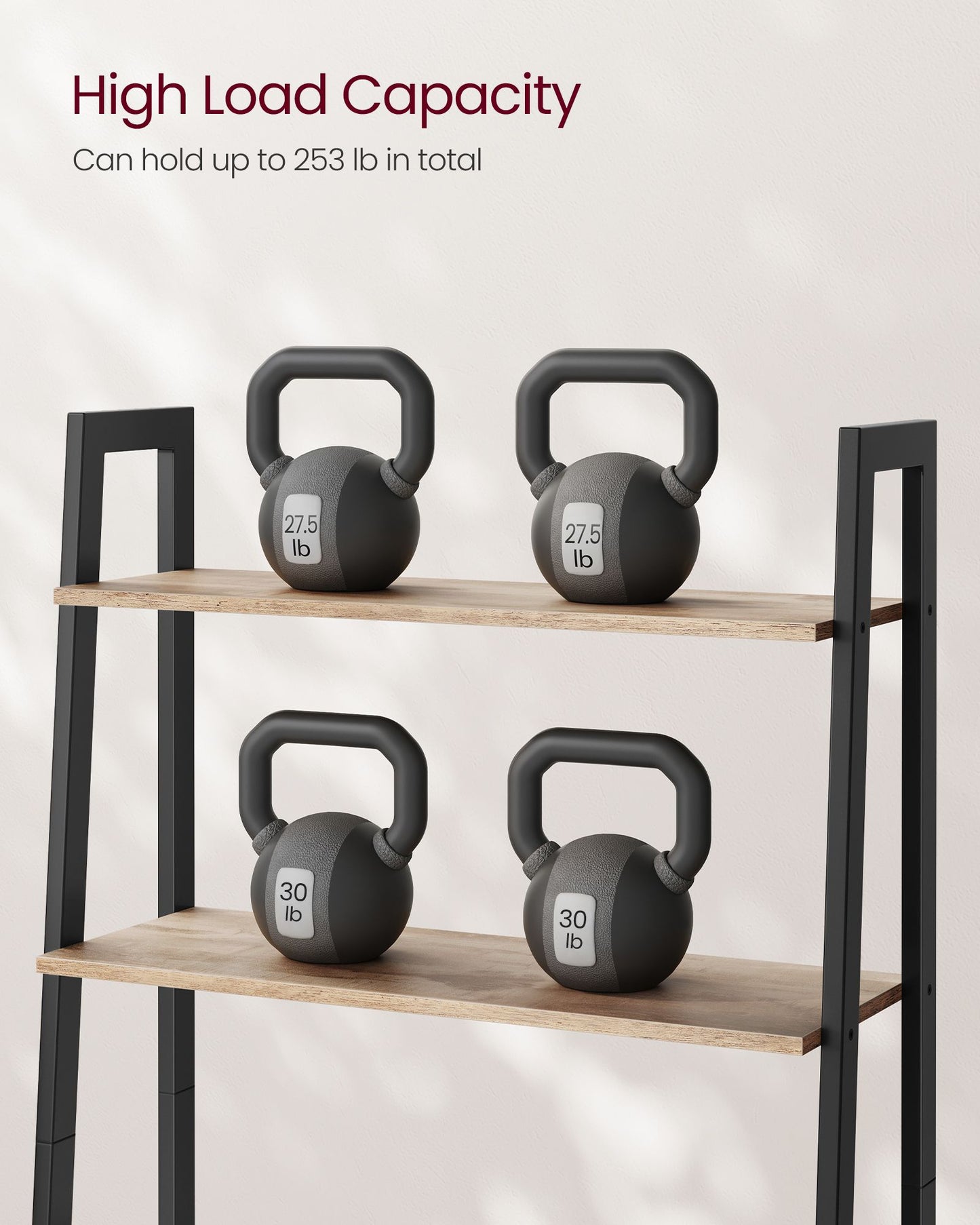 4-Tier Ladder Shelf with Steel Frame