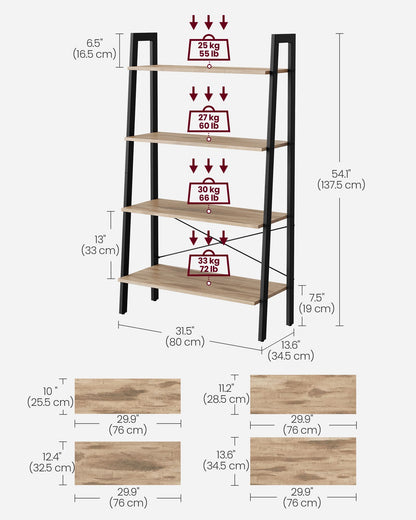 4-Tier Ladder Shelf with Steel Frame