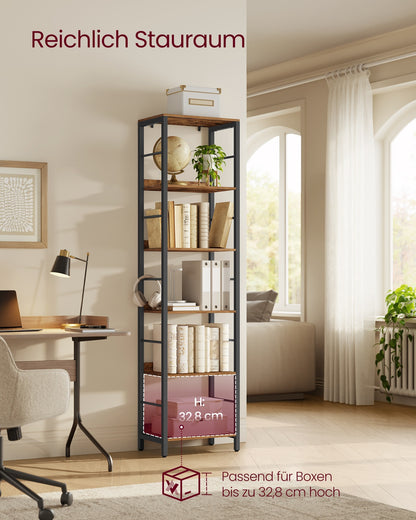 6-Tier Bookcase 30 x 40 x 178 cm Rustic Brown and Ink Black