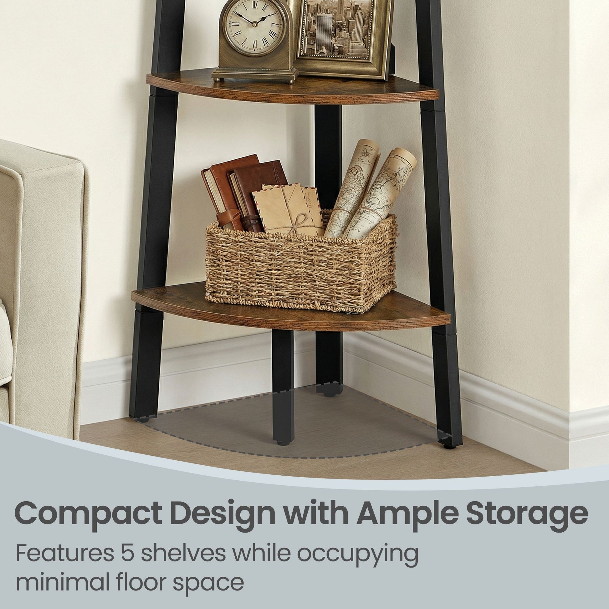 Corner Shelf Unit, 5-Tier Corner Shelf, Ladder Shelf for Living Room - image 6