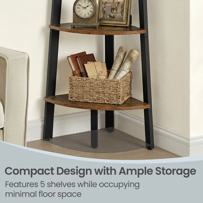 Corner Shelf Unit, 5-Tier Corner Shelf, Ladder Shelf for Living Room - image 6