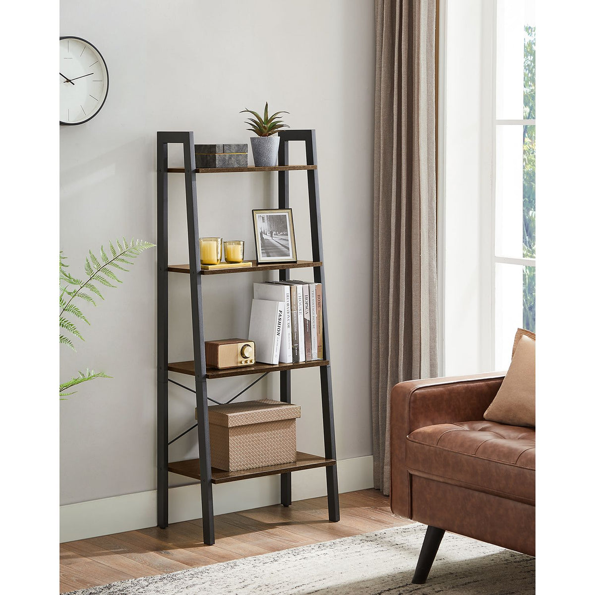 Ladder Shelf, 4-Tier Bookshelf, Storage Rack Shelves