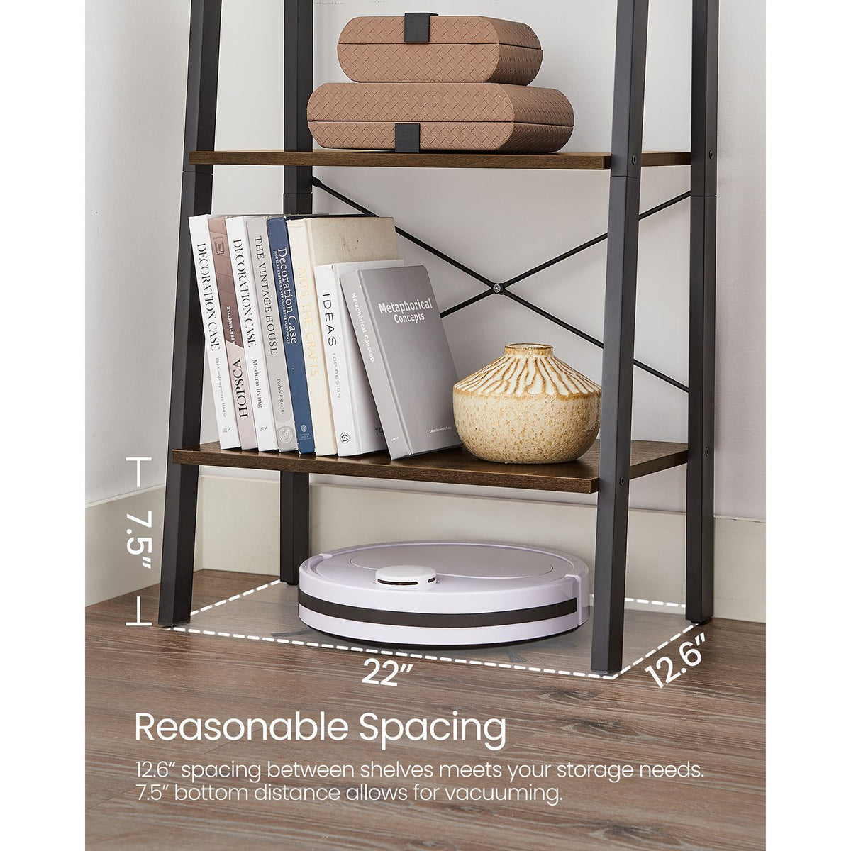 Ladder Shelf, 4-Tier Bookshelf, Free Standing Storage Shelves